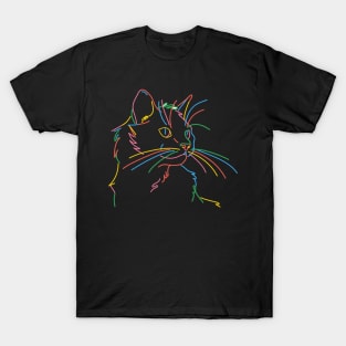 cat neon happy light T-Shirt